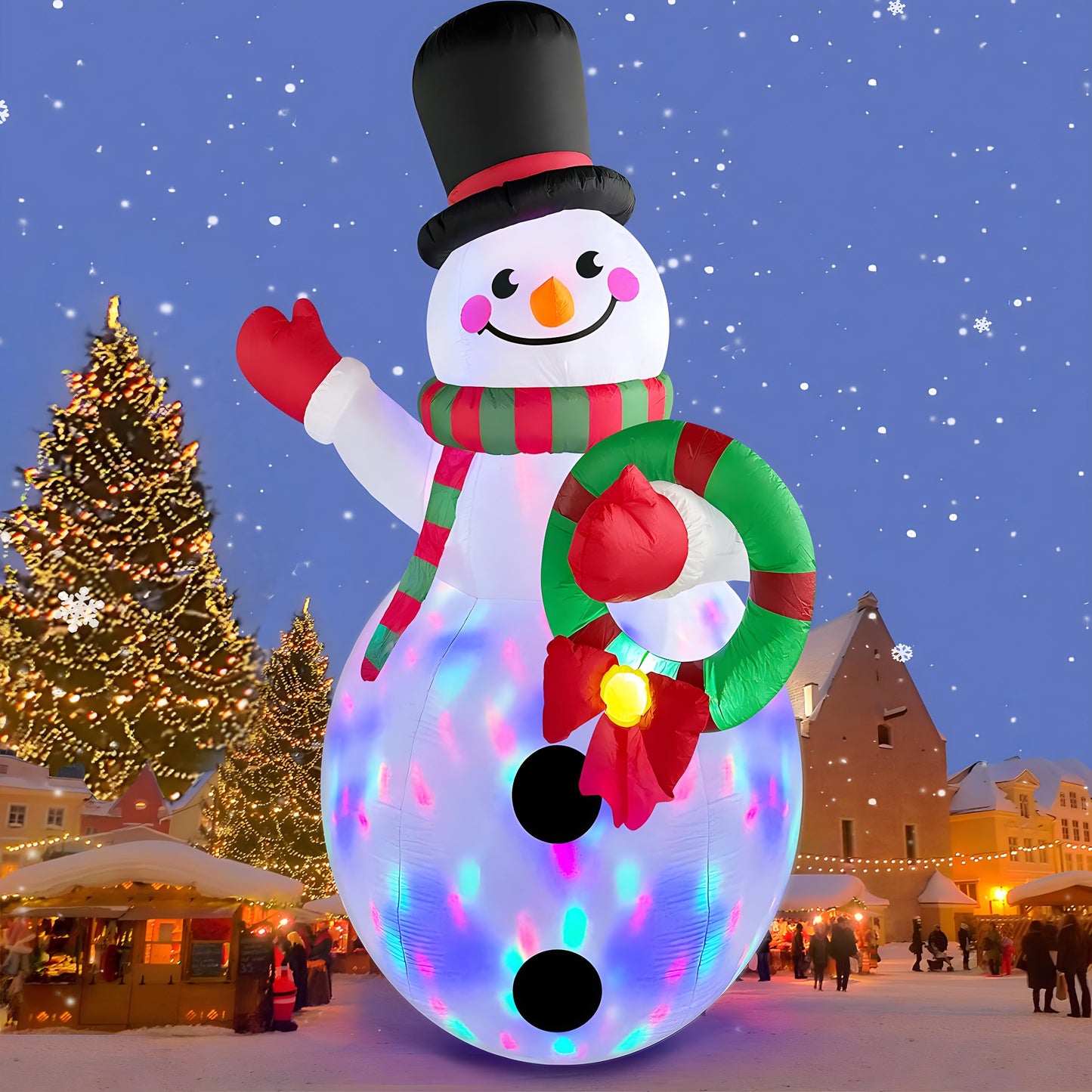 20 FT Tall Christmas Inflatables Snowman Built-in Rotating LED Lights Outdoor Decorations, 20 Foot Giant Snowman with Blower Blow Up Yard Decoration for Home/Lawn/XmasParty/Parks/Squares