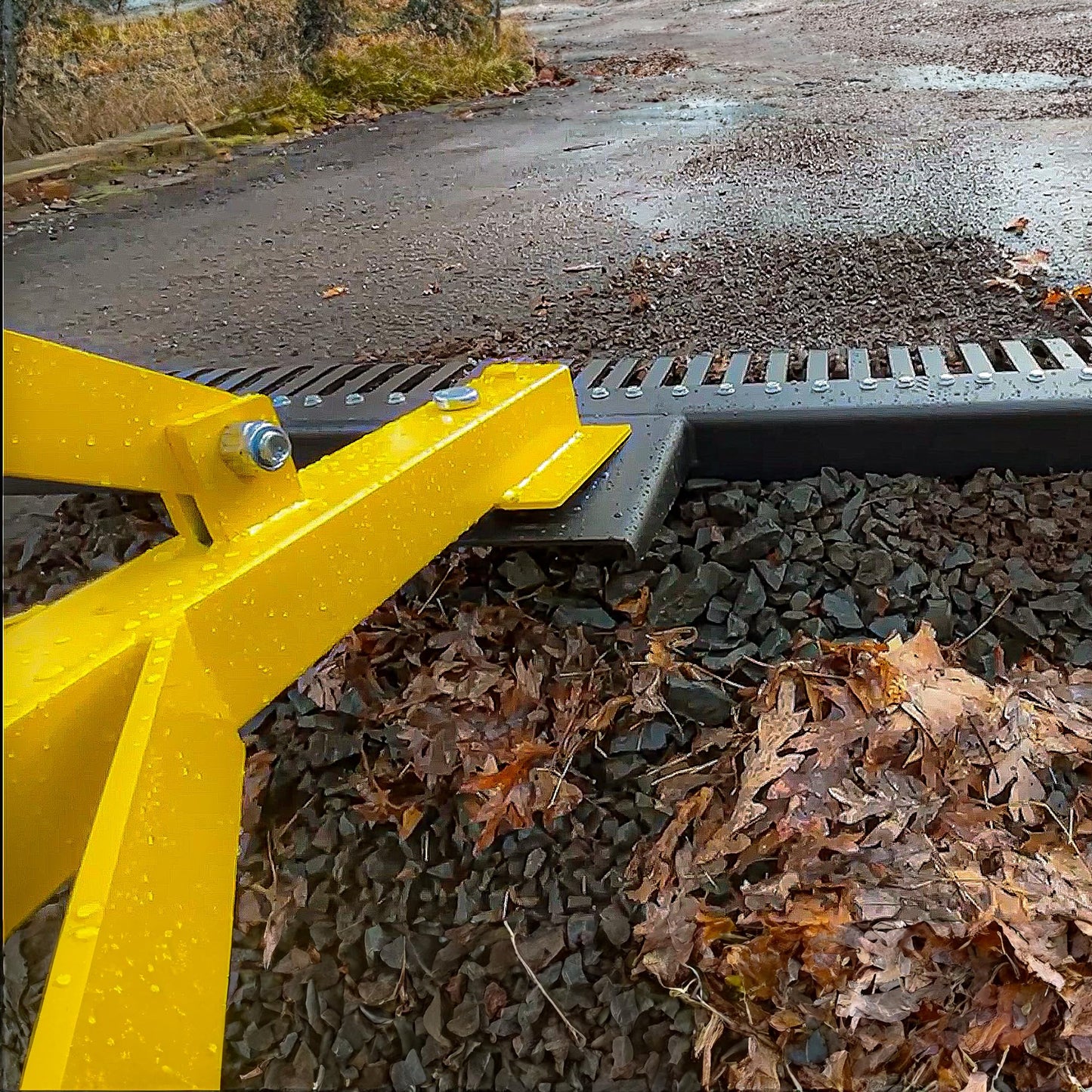 3 Point Rock Rake, Landscape 3 Point Rake for Tractor, 60", Black & Yellow