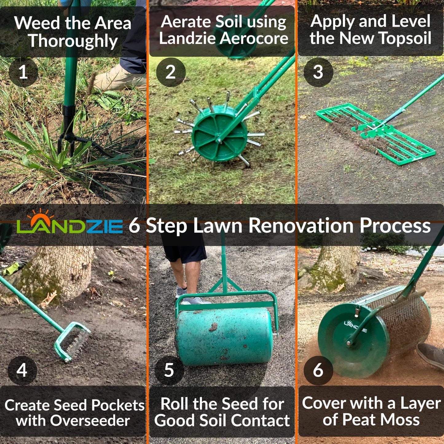 AeroCore Duo Rolling Lawn Aerator – Manual Core Plug Aerator with Chamfered Hollow Tines – Heavy-Duty 38.8 Pound Wheel Aerator Lawn Tool – Push Yard Aerator Aeration Tool