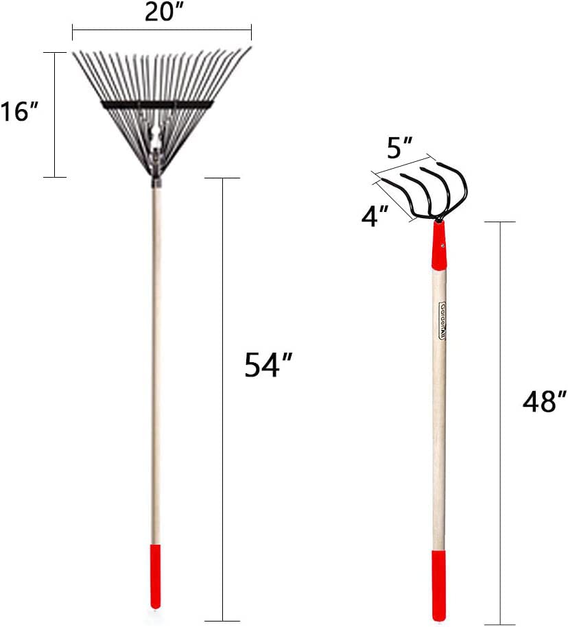 7-Piece Shovels Rakes Hoe Set Garden Tools Gifts for Women Long Wood Handle Pointy Shovels for Digging Short Handle Shovel Meteal Rakes Cultivator Set
