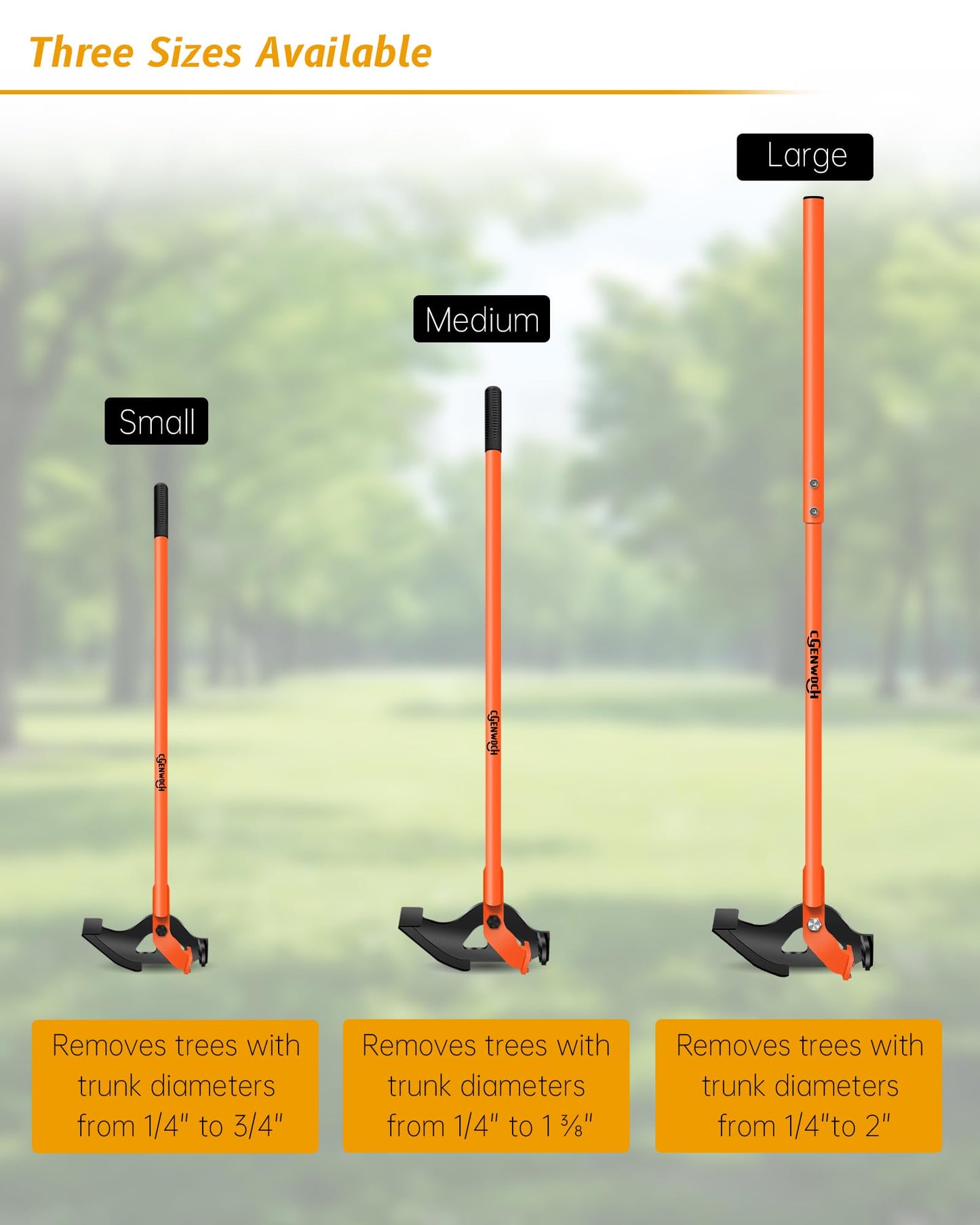 Medium Size Sapling Puller, Heavy-Duty High-Leverage Tree Puller Tool, Fully Uproots Woody Stems ¼ inch - 1 ⅜ inches, Suitable for Trees, Shrubs, Vines and Thorns with Large Root Systems