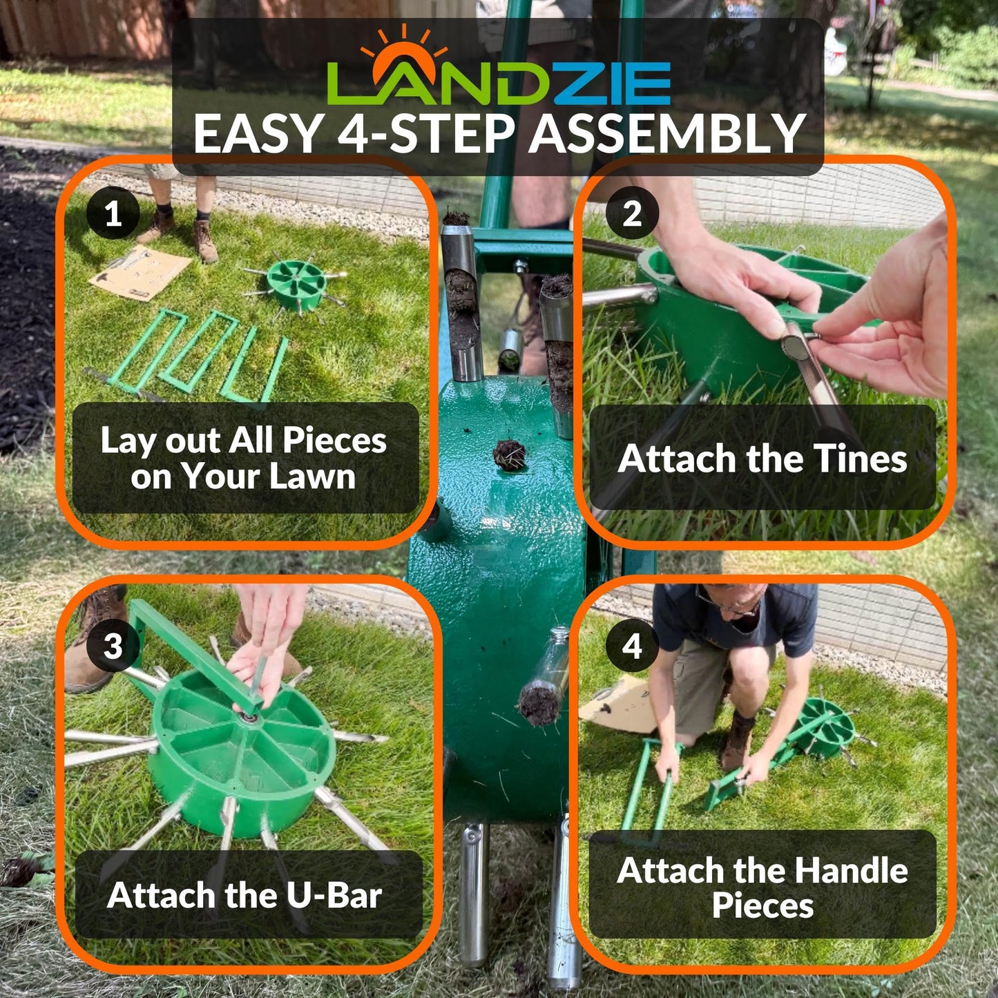 AeroCore Duo Rolling Lawn Aerator – Manual Core Plug Aerator with Chamfered Hollow Tines – Heavy-Duty 38.8 Pound Wheel Aerator Lawn Tool – Push Yard Aerator Aeration Tool